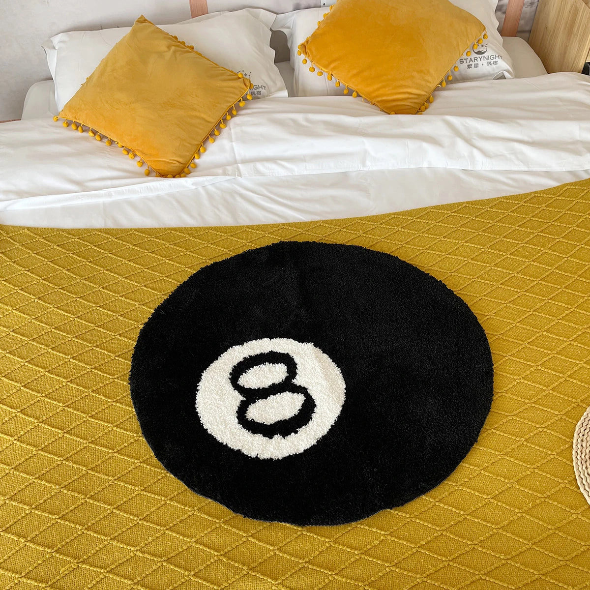 Black Billiard 8 Ball Rug