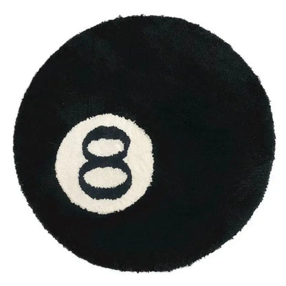 Black Billiard 8 Ball Rug
