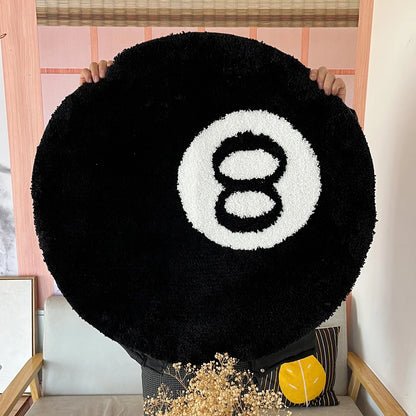 Black Billiard 8 Ball Rug