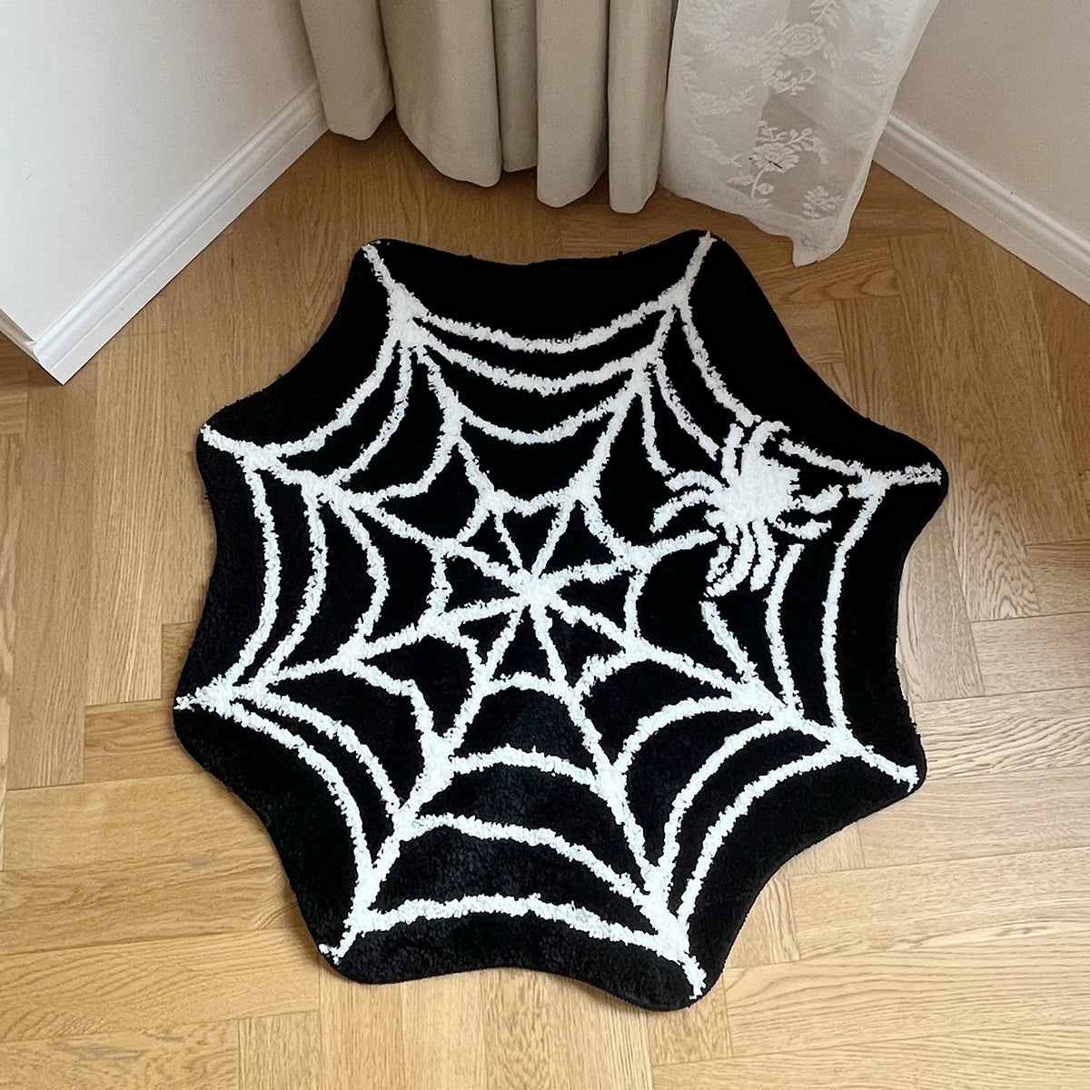 Black Spider Web Rug