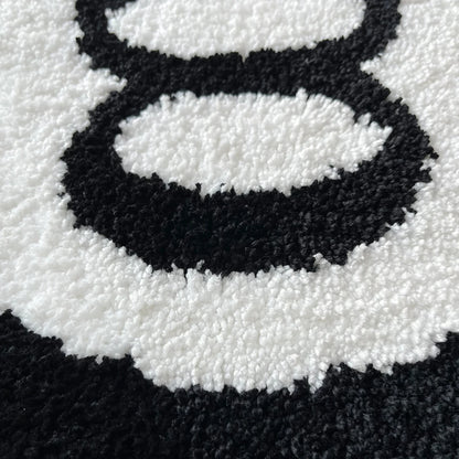 Black Billiard 8 Ball Rug