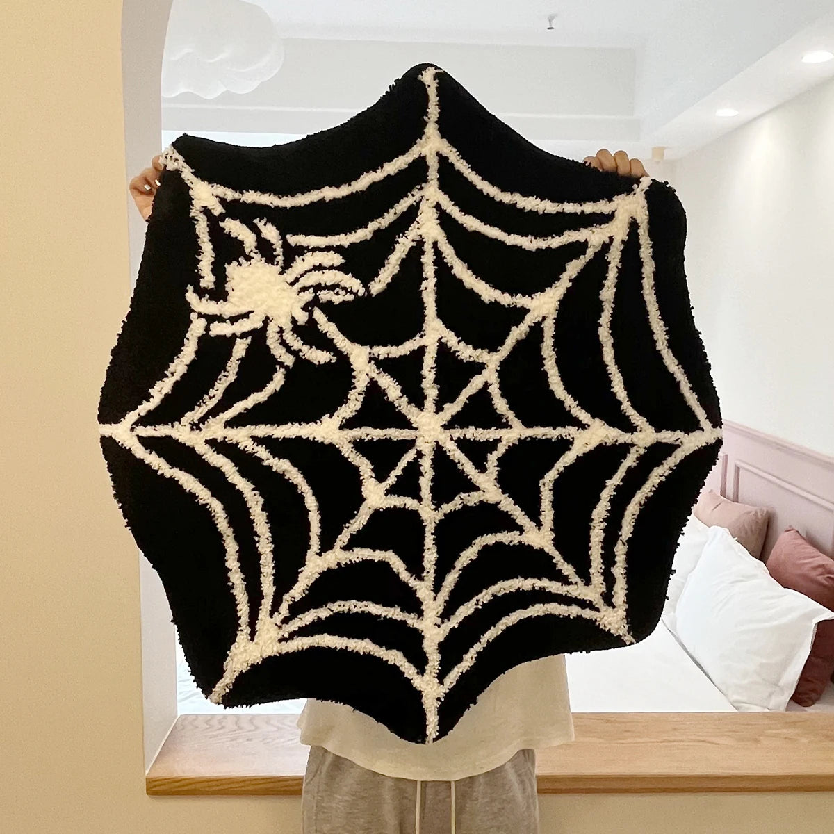 Black Spider Web Rug