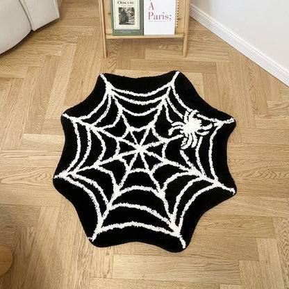 Black Spider Web Rug