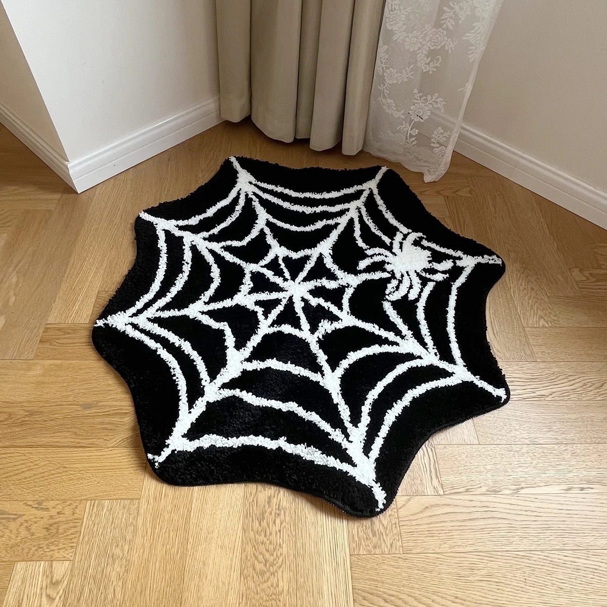Black Spider Web Rug